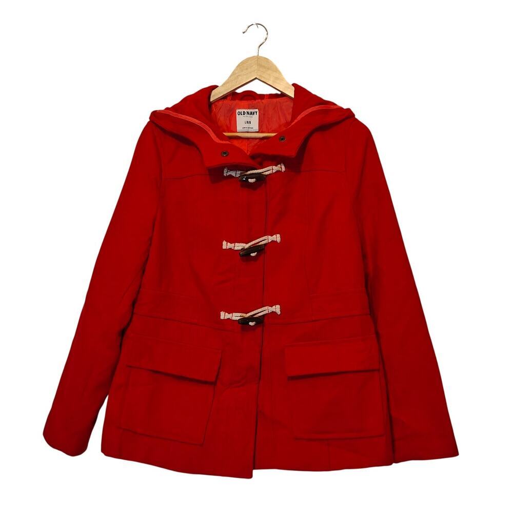 Old Navy Red Hooded Toggle Duffle Coat Jacket Women’s Large